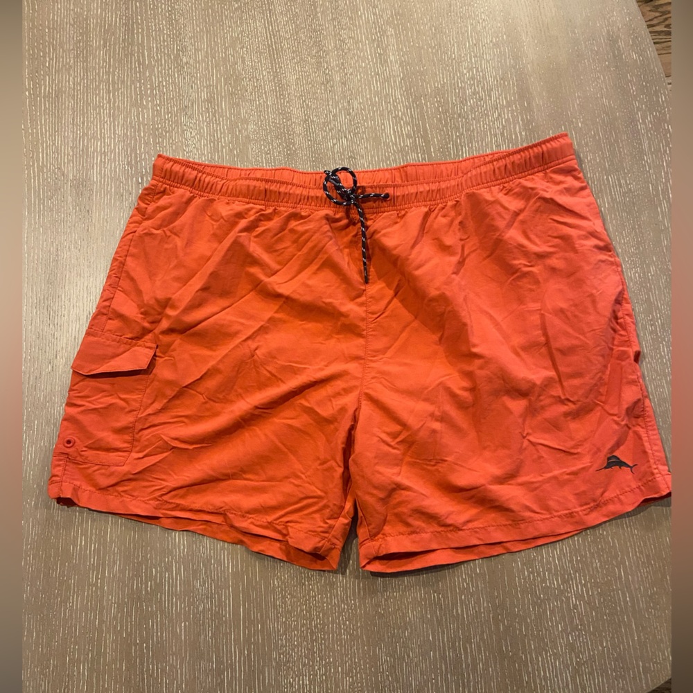 Tommy Bahama Shirt Mens 2XB Orange  Swim Trunks Nylon Lined Relax Beach Adult